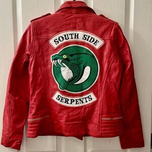 Riverdale Serpents Red Leather Women’s Jacket Large Cheryl Blossom Southside